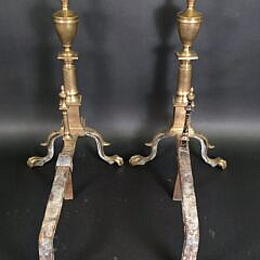 Pair of Antique Philadelphia Chippendale Bell Metal Andirons, 18th century