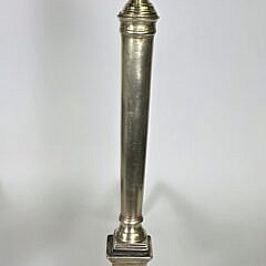 Pair of Antique Brass Chippendale Philadelphia Acorn and Finial Andirons, circa 1800