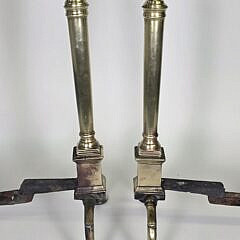 Pair of Antique Brass Chippendale Philadelphia Acorn and Finial Andirons, circa 1800