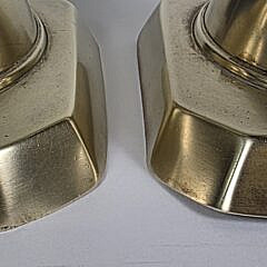 Scarce Pair of English Brass, “Ace of Diamonds”, Hexagonal Pushup Candlesticks, 19th century