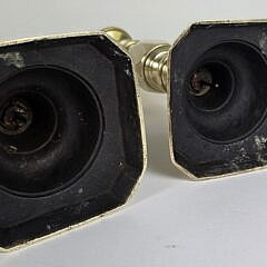 Scarce Pair of English Brass, “Ace of Diamonds”, Hexagonal Pushup Candlesticks, 19th century