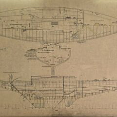 Group of Three Antique Framed Ships Builders Blueprints, circa 1900