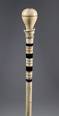 Whaler Made Knob With Floating Ring Walking Stick, 19th Century