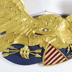 Carved Wood and Gilt Spread Winged Eagle Clutching a Federal Shield and Arrows