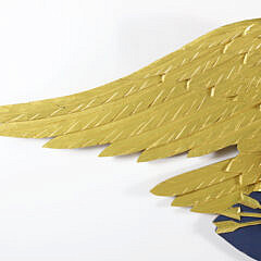 Carved Wood and Gilt Spread Winged Eagle Clutching a Federal Shield and Arrows