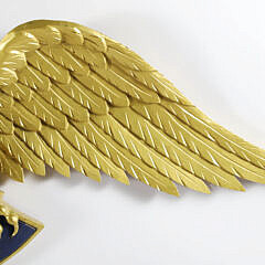 Carved Wood and Gilt Spread Winged Eagle Clutching a Federal Shield and Arrows