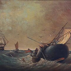 Brian Coole Oil on Panel “Stove Boat Whaling Scene”