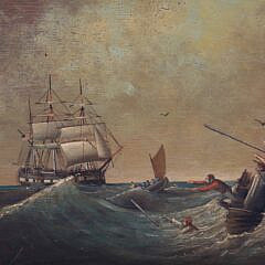 Brian Coole Oil on Panel “Stove Boat Whaling Scene”