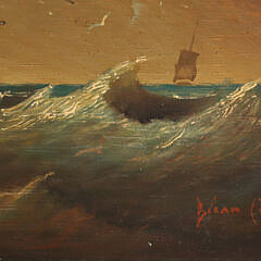 Brian Coole Oil on Panel “Stove Boat Whaling Scene”