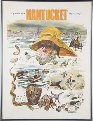 Robert Perrin Pencil Signed Poster "The Finest Kind Nantucket Bay Scallops"
