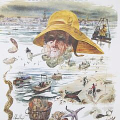 Robert Perrin Pencil Signed Poster “The Finest Kind Nantucket Bay Scallops”, circa 1978
