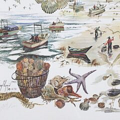 Robert Perrin Pencil Signed Poster “The Finest Kind Nantucket Bay Scallops”, circa 1978