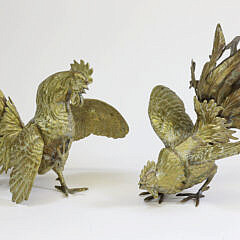 Pair Of Italian Gilt Roosters