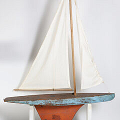 Group Of Folk Art Carvings Comprising a Pond Model, Sperm Whale, and Fisherman Whirligig