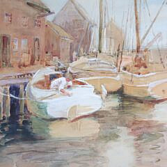 Katherine N. Lynn Watercolor Painting “Old Wharf, Nantucket”