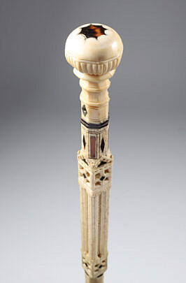 Whaler Made Architectural Walking Stick, mid 19th Century