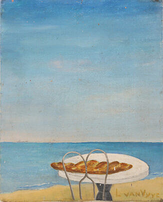 Lucien van Vyve Oil On Canvas "Table Top Ocean View"