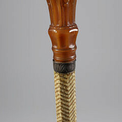 Whaler Made Carved Horn Grip Cane, 19th Century