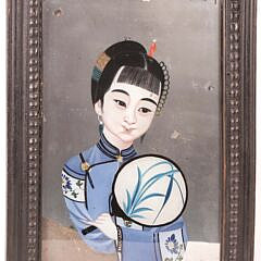 Chinese Reverse Painting On Mirror Of A Geisha