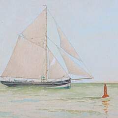 Lucien van Vyve Watercolor “Portrait of a Harbor Pilot Boat”