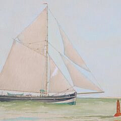 Lucien van Vyve Watercolor “Portrait of a Harbor Pilot Boat”