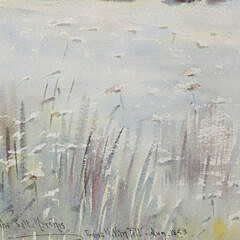 Emma H. Van Pelt Watercolor On Paper “Across The Salt Marsh, Aug. 1893”