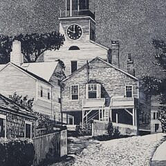 R. A. Bridge Woodblock “Stone Alley Nantucket”