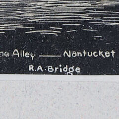 R. A. Bridge Woodblock “Stone Alley Nantucket”