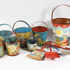 Collection Of 13 Tin Sand Toys