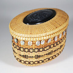 Joan Brink Nantucket Style Covered Basket, circa 2000
