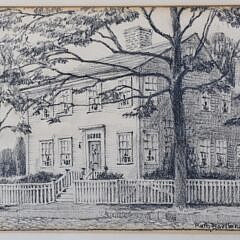 Ruth Haviland Sutton Charcoal and Graphite “View of 81 Main Street, Nantucket”