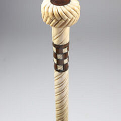 Whaler Made Bugle Braid Grip Walking Stick, mid 19th Century