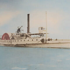 Early James Barker Hand Tinted Photograph of the Side Wheeler “Island Home”