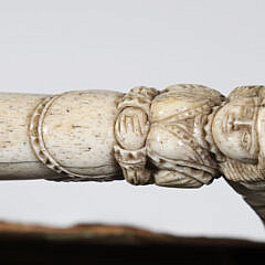 Whale Bone Figural Cane, 19th Century