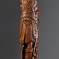 Carved Boxwood Admiral De Touralive Walking Stick, 17th / 18th Century