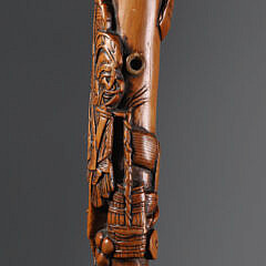 Carved Boxwood Admiral De Touralive Walking Stick, 17th / 18th Century