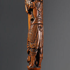 Carved Boxwood Admiral De Touralive Walking Stick, 17th / 18th Century