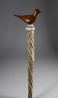 Whaler Made Boxwood and Narwal Cane, 19th Century