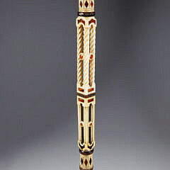 Masterfully Carved Whaler Capstan Knob Walking Stick, early 19th Century