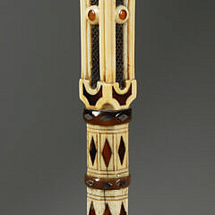 Masterfully Carved Whaler Capstan Knob Walking Stick, early 19th Century