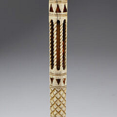 Masterfully Carved Whaler Capstan Knob Walking Stick, early 19th Century