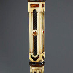 Masterfully Carved Whaler Capstan Knob Walking Stick, early 19th Century