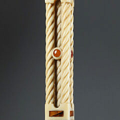 Masterfully Carved Whaler Capstan Knob Walking Stick, early 19th Century