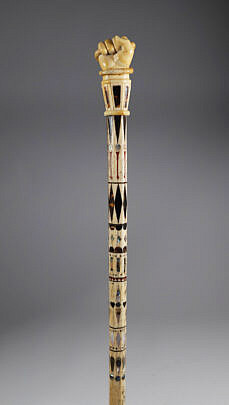 Whaler Made Clenched Fist With Snake Walking Stick