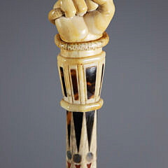 Whaler Made Clenched Fist With Snake Walking Stick, early 19th Century