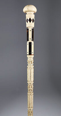 Whaler Made Mushroom Pommel Grip Walking Stick, Early 19th Century