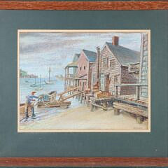 Ira Berlow Pastel On Paper "North Wharf Looking Toward Steamboat Wharf"