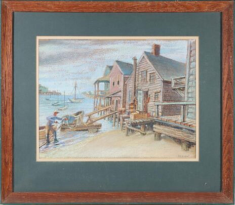 Ira Berlow Pastel On Paper "North Wharf Looking Toward Steamboat Wharf"