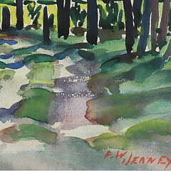 Edgar W. Jenney Watercolor on Paper “Sugar Plantation”