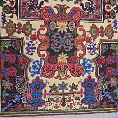 Fine Floral Hooked Runner Rug, 19th Century